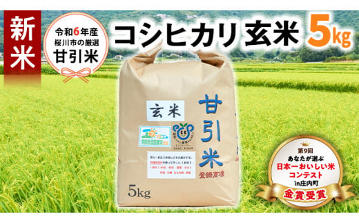 令和6年産 桜川市の 厳選 甘引米 コシヒカリ 玄米 5kg 特別栽培米 コシヒカリ こしひかり 玄米 米 こめ コメ 有機肥料 桜川市産 茨城県 いばらき [BA003sa]