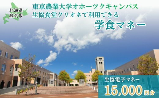 東京農業大学オホーツクキャンパス生協食堂クリオネで利用できる「学食マネー」 15,000円分 【 ふるさと納税 人気 おすすめ ランキング 学食 大学 東京農業大学 東農大 東京農業 オホーツク キャンパス クーポン 券 学生 北海道 網走市 】 ABBF004