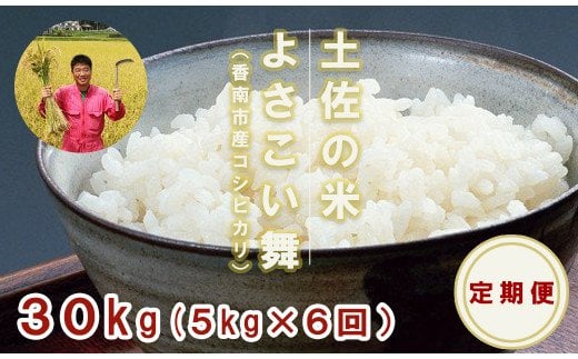 米 定期便 5kg 6か月 おいしい土佐の米よさこい舞(奇数月5kg) Wkr-0046