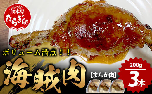 【数量限定】 村上精肉店 海賊肉 （まんが肉） 約200g×3本 国内産 肉 憧れの 肉 ハンバーグ ベーコン 焼くだけ 冷凍 国産 キャンプ バーベキュー アウトドア 021-0675 1491663 - 熊本県多良木町