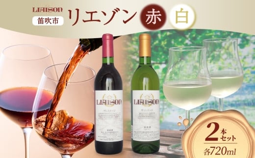 ワイン Liaison リエゾン 赤＆白 飲み比べ セット 720ml 各1本 計2本 フルボトル 甲州 甲斐ノワール メルロー ミディアム 辛口 やや甘口 日川中央葡萄酒 山梨県 笛吹市 177-7-17 1490850 - 山梨県笛吹市