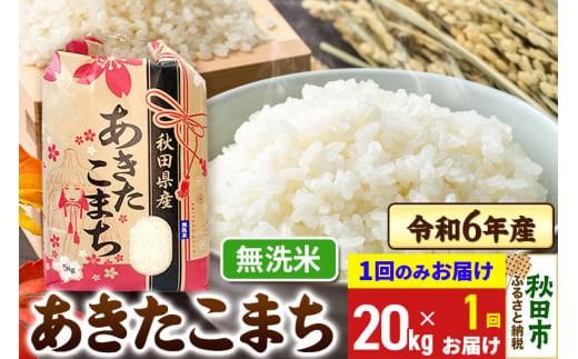 あきたこまち 20kg(5kg×4袋) 【1回のみお届け】 令和6年産 新米 【無洗米】秋田県産 1310214 - 秋田県秋田市