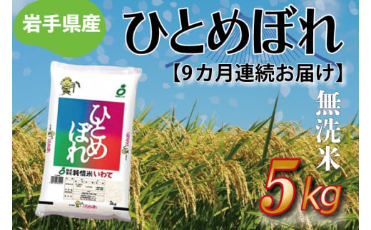 【9ヶ月定期便】 さめてもおいしい どんな料理にもあう 「ひとめぼれ5㎏（無洗米）」 岩手県産 (AE187)