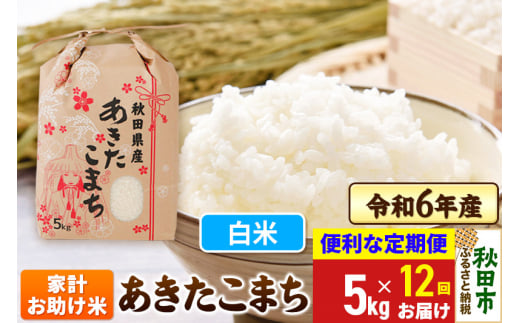 《定期便12ヶ月》 あきたこまち 家計お助け米 5kg 令和6年産 新米 【白米】秋田県産 1310238 - 秋田県秋田市