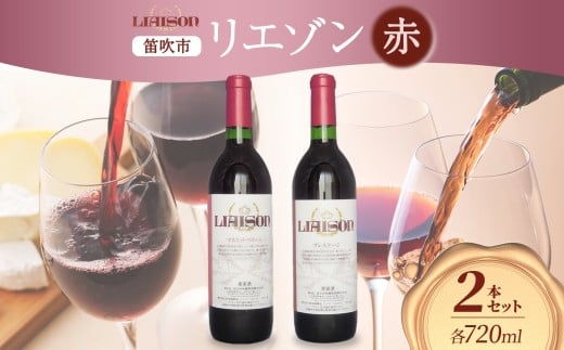 赤ワイン Liaison 2種 飲み比べ 720ml 各1本 計2本 セット 辛口 ミディアムワイン フルボトル ベリーA 甲斐ノワール メルロー 日川中央葡萄酒 山梨県 笛吹市　177-7-19 1490852 - 山梨県笛吹市