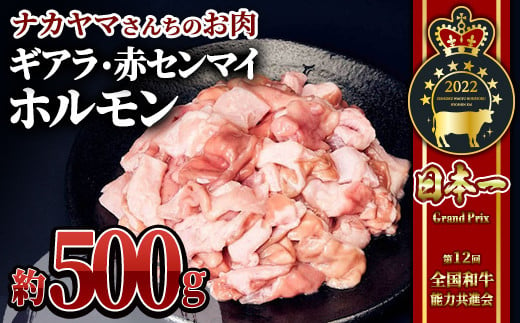 2541 [ナカヤマさんちのお肉]うしの中山 ホルモン(赤センマイ、ギアラ)約500g(約500g×1袋) 鹿児島 黒毛和牛 和牛 牛肉 肉 国産 冷凍 ホルモン ホルモン焼 鍋 煮込み おつまみ 炒め物