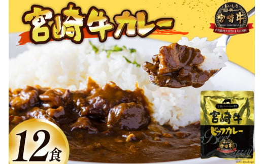 カレー レトルト 宮崎牛カレー 160g×12食 [九州産商 宮崎県 日向市 452061047] 詰め合わせ 小分け ビーフカレー 宮崎 牛 常備食 保存食 中辛 宮崎牛 防災 備蓄