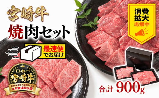 [生活応援中・最速便]宮崎牛肩ロース&赤身ミックス食べ比べ焼肉セット900g 4等級以上 ミヤチク 内閣総理大臣賞4連覇 [1.6-23]牛肉 赤身 焼肉