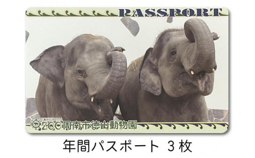 周南市徳山動物園年間パスポート（3枚）