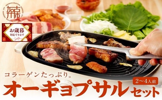 ＼お歳暮ギフト対象品／【コラーゲンたっぷり！】オーギョプサル(皮付豚肉)味噌、塩セット(2～4人前)《 肉 豚肉 豚 オーギョプサル 自家製キムチ 巻き野菜付き セット 》【2302A09911】