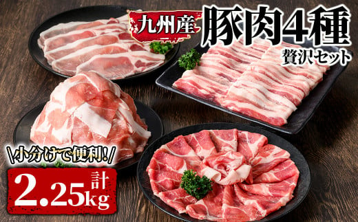 2572 九州産豚肉4種 贅沢セット 2.25kg 【国産 豚丼 炒め物 カレー シチュー チャック付 真空包装 真空パック】 1488375 - 鹿児島県鹿屋市