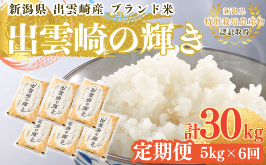 【新米】特別栽培米 コシヒカリ 「出雲崎の輝き」 定期便 5kg 6か月  新潟県産 出雲崎町産 令和6年産 白米 精米 お米  ブランド米 合計30kg 1487066 - 新潟県出雲崎町