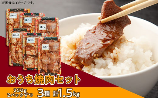 人気 焼肉 3種 6パック セット 約1.5kg タン バラ 希少部位 せせり 肉 豚肉 鶏肉 特製 タレ 使用 1487236 - 群馬県玉村町