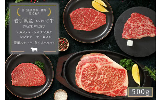 いわて牛 モモ肉 希少部位3種とサーロイン ステーキ食べ比べ 合計500g (DV011) 1491828 - 岩手県紫波町