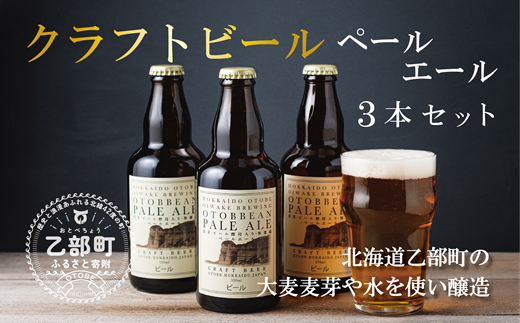 ＜OTOBEEAN-オトビアン　ペールエール　3本セット＞クラフトビール 330ml 北海道 道産 ご当地 ビール ペールエール セット 瓶ビール 飲み飽きない お酒 宅飲み 晩酌 1032123 - 北海道乙部町