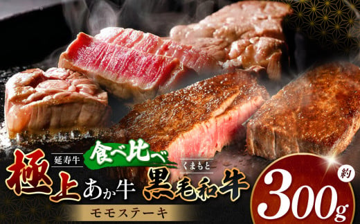 熊本県産 あか牛 「-延寿牛-」 と 黒毛和牛 モモ ステーキ 食べ比べ 約 300g | 肉 にく お肉 おにく 牛 牛肉 延寿牛 和牛 ステーキ セット 熊本県 玉名市 1492199 - 熊本県玉名市