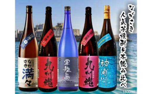 長崎 人気芋焼酎飲み比べ 5本セット！！／ 各1.8L 酒 芋焼酎 焼酎 三ッ星 九州魂 飲み比べ セット 1487883 - 長崎県長崎市