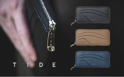 [№4631-6062]2608【TIDE】07/42 LONG WALLET Black 財布 ウォレット 牛革 レザー 東かがわ