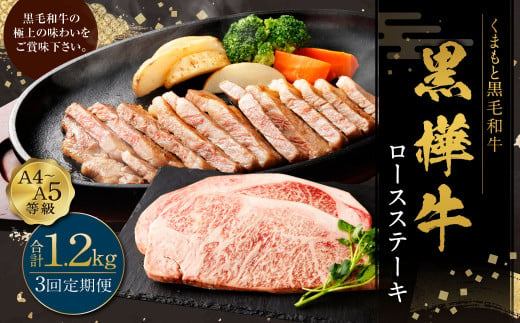 【定期便】黒樺牛【3回定期便】 ロースステーキ 400g （200g×2パック） 合計1.2kg お肉 肉 牛肉 ブランド黒毛和牛 和牛 黒毛和牛 ブランド牛 ステーキ ロースステーキ 冷凍 国産 九州産 冷凍 1490971 - 熊本県上天草市