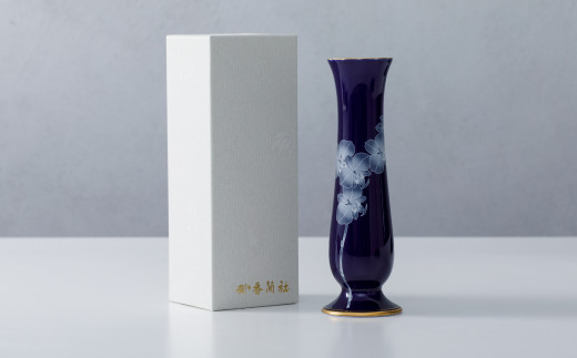 香蘭社　胡蝶蘭瑠璃色金彩花瓶(有田焼) 香蘭社】有田焼／ルリ胡蝶蘭 花瓶 - 佐賀県NPO支援｜ふるさと