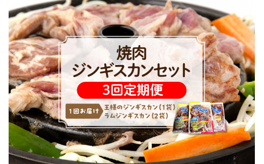 【定期便 3か月】焼肉ジンギスカンセット【王様のジンギスカン1袋＋ラムジンギスカン2袋】 計9袋 5.7kg 309966 - 北海道豊富町