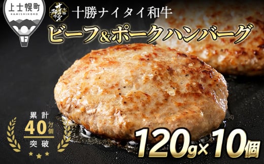 十勝ナイタイ和牛 ビーフ&ポークハンバーグ 120g×10個 発送月が選べる 北海道産 和牛肉 5・4等級黒毛和牛使用 冷凍 ［016-N60］ ※オンライン申請対応 354733 - 北海道上士幌町