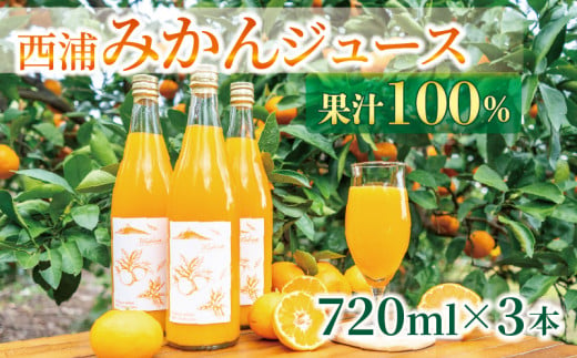 果汁 100％  みかん ジュース  720ml × 3本 西浦 オレンジ 飲み物 静岡 沼津 2025年2月以降順次発送 1198210 - 静岡県沼津市