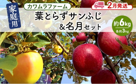 りんご 【2月発送】カワムラファーム 家庭用 葉とらず サンふじ & 名月 セット 約6kg 【弘前市産 青森りんご】 青森 弘前 1492933 - 青森県弘前市