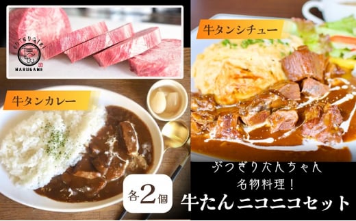 ぶつぎりたんちゃん名物料理！牛たんニコニコセット（牛タンシチュー×2袋・牛タンカレー×2袋） 惣菜冷凍食品 1492972 - 香川県丸亀市