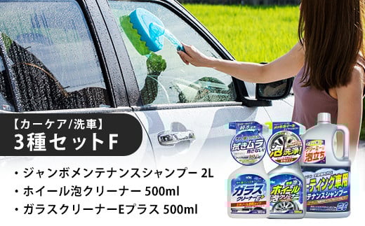 【カーケア／洗車】3種セットF　カー用品 洗車用品 シャンプー【掃除】車【洗車】 自動車 水垢 大容量 【カーケア】【大掃除】掃除 グッズ 日用品 洗車用品 洗剤 車用洗剤 汚れ落とし 本体 大 生活用品 液体洗剤 家族 家庭 消耗品 まとめ買い 詰め合わせ セット 1466042 - 埼玉県加須市