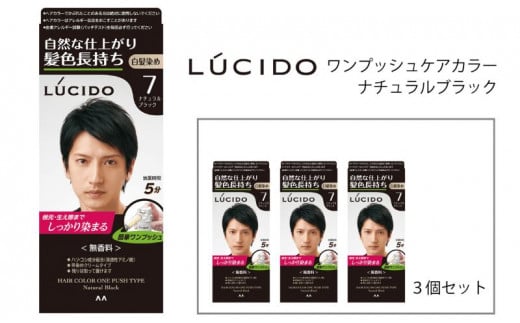 マンダム ルシード ワンプッシュケアカラー ナチュラルブラック 3個セット MA-17 LUCIDO 毛染め 白髪 カラーリング 男性化粧品 2125534 - 兵庫県福崎町