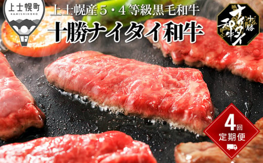 十勝ナイタイ和牛定期便 焼肉・すき焼き4ヵ月コース 計4回 北海道産 5・4等級黒毛和牛 オレイン酸含有率55%以上 [088-TN60] ※オンライン申請対応