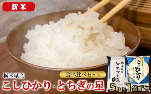 【年内発送 12/23迄受付】【令和6年産・新米】栃木県こしひかり・とちぎの星食べ比べセット（精米・5kg×1袋ずつ）　※離島への配送不可 1275761 - 栃木県宇都宮市