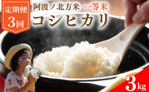 【 定期便 3kg × 3回 】 コシヒカリ 令和6年産 阿波ノ北方米 毎月 1回 1等 米 こめ ご飯 ごはん おにぎり 白米 精米 新米 卵かけご飯 食品 備蓄 備蓄米 保存 防災 ギフト 贈答 プレゼント お取り寄せ グルメ 送料無料 徳島県 阿波市 阿波ノ北方農園 1493928 - 徳島県阿波市