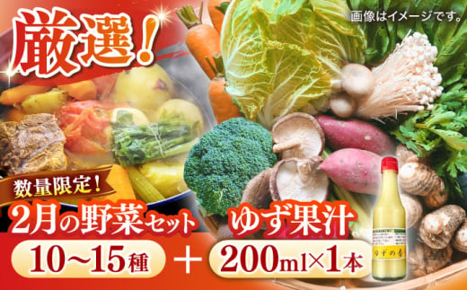 ＼レビューキャンペーン開催中！／【数量限定】厳選！旬を味わう有機野菜詰め合わせ 2月（10～15種）＆農家さん自家製ゆず果汁 200ml×1本セット　大阪府高槻市/高槻あぐり [AOCS004] 新鮮 旬 人気 お取り寄せ 詰め合わせ 1183813 - 大阪府高槻市