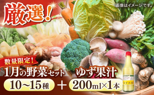 ＼レビューキャンペーン開催中！／【数量限定】厳選！旬を味わう高槻野菜詰め合わせ 1月（10～15種）＆農家さん自家製ゆず果汁 200ml×1本セット　大阪府高槻市/高槻あぐり [AOCS003] 新鮮 旬 人気 お取り寄せ 詰め合わせ 1183812 - 大阪府高槻市