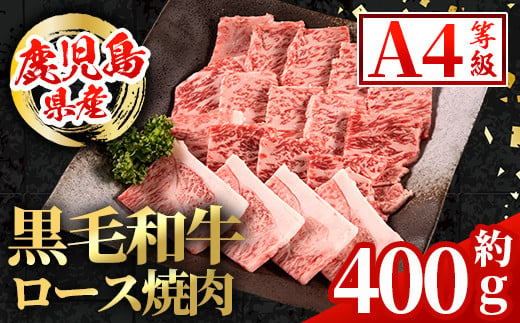 i1001 鹿児島県産 黒毛和牛 ロース焼肉用  (計約400g) 国産 九州産 鹿児島産 黒毛和牛 牛肉 国産牛 ロース 焼肉 焼き肉 BBQ ロース肉 冷凍配送 【スターゼン】 1493857 - 鹿児島県出水市