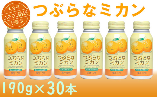 つぶらなミカン 30本 190g ／ つぶらな つぶらなミカン ジュース 清涼飲料水 人気 子供 おすすめ 果汁飲料 ご当地ジュース ミカン 飲料 30本 詰めあわせ ギフト プレゼント セット 贈答 家庭用 JAフーズおおいた ＜131-103_6＞ 234511 - 大分県杵築市