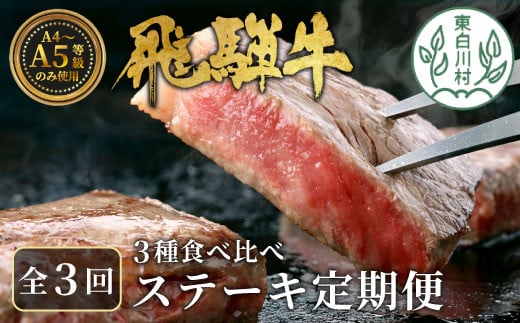 【1月発送開始】飛騨牛 ステーキ定期便 全3回 計約1.5kg ステーキ 焼肉 BBQ リブロース モモ サーロイン 贅沢 贈り物 3ヶ月 定期 おすすめ 選べる 人気 飛騨 ブランド牛 肉のひぐち 1493286 - 岐阜県東白川村