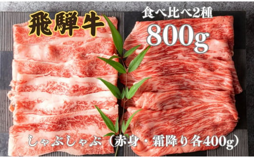 [年内発送]飛騨牛 2種食べ比べセット (赤身 霜降り) 各400g 計800gしゃぶしゃぶ お楽しみ 食べ比べ セット 牛肉 肉 和牛 鍋 ギフト 贈り物 飛騨岐阜人 岐阜県 飛騨市 年内配送 年内お届け 12月