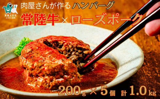 煮込みハンバーグ 200g × 5個 合計1kg 常陸牛 ローズポーク | 茨城県 常陸太田市 常陸牛 牛肉 黒毛和牛 国産牛 ブランド牛 ローズポーク 豚肉 国産豚 合挽肉 ハンバーグ 煮込み 柔らか 美味しい ジューシー おかず お弁当 レトルト 温めるだけ 惣菜 夕飯 手ごね 小分け 手軽 便利 時短 贈答品 ギフト プレゼント 贈り物 お祝い 父の日 お中元