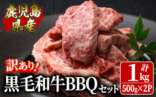 2617 訳あり黒毛和牛 鹿児島県産焼肉用BBQセット 1,000g（500g×2パック）【国産 鹿児島県産 牛 牛肉 バラ モモ カタ ロース 焼肉 食べ比べ 詰め合わせ 冷凍 訳あり】 1505163 - 鹿児島県鹿屋市