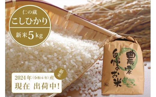 【新米出荷中！】2024年産の新米！ 仁の蔵の「信濃町産 こしひかり５kg」 名水弘法清水が湧き出る黒姫山麓で育った自慢のお米です！ 【長野県信濃町ふるさと納税】 616655 - 長野県信濃町