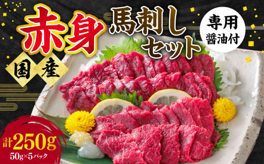 【ふるさと納税】国産 熊本 馬刺し 「赤身馬刺しセット 250g 5人前」赤身 専用醤油 ブロック 冷凍 生食用 プレゼント 贈り物 内祝い 1472050 - 熊本県熊本市