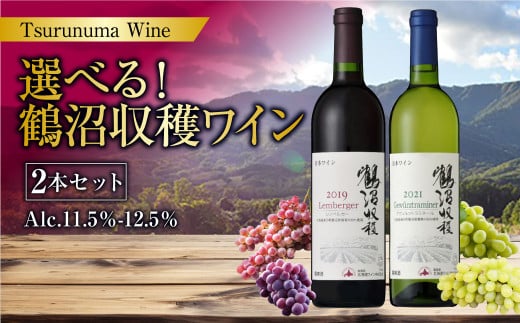 選べる！ 鶴沼収穫ワイン 2本セット 750ml×2本 計1500ml アルコール11.5％-12.5％ お酒 酒 ワイン 赤 白 オレンジワイン 北海道 浦臼町 1467350 - 北海道浦臼町