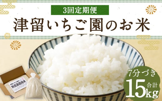 [3回定期便] 津留いちご園のお米 7分づき 農薬・化学肥料不使用(栽培期間中) 約5kg×3回 合計約15kg[2024年11月上旬発送開始] ご飯 定期便 福岡県産 国産