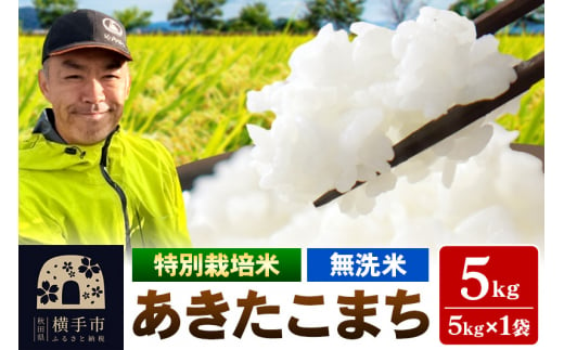 秋田県 横手市 【無洗米】令和6年産 特別栽培米 あきたこまち 5kg（5kg×1袋） 1022875 - 秋田県横手市