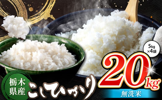 栃木県産 コシヒカリ 無洗米 20kg | お米 こめ ご飯 ごはん おにぎり おむすび 米 送料無料 定期便 単品 こしひかり 栃木県 銘柄米 ブランド米 栃木県共通返礼品 1498237 - 栃木県真岡市