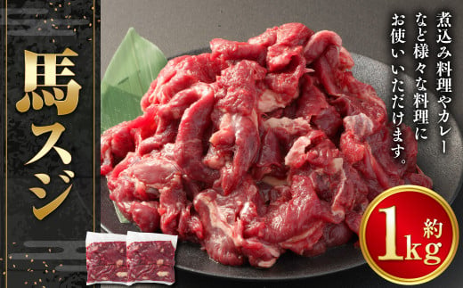 馬スジ1kg 500g×2パック 合計1kg 馬スジ 馬すじ 馬肉 馬 肉 すじ肉 煮込み 熊本 冷凍 1489629 - 熊本県西原村