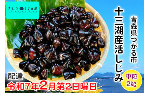 [令和7年2月第2日曜日配達] さとうしじみ屋の十三湖産活しじみ(中粒2kg)[冷蔵]｜十三湖産 青森 津軽 つがる しじみ みそ汁 味噌汁 しじみ汁 活しじみ 冷蔵 [0587]